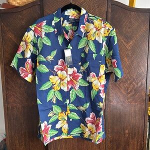 Polo by Ralph Lauren Blue Floral Casual Button Down Shirt
